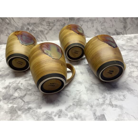 Sango Splash Brown Drip Glaze Coffee Mug - Set of Four - Excellent Condition - Picture 2 of 6